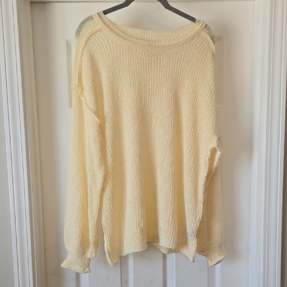POL Cream Loose-Knit Scoop Neck Sweater